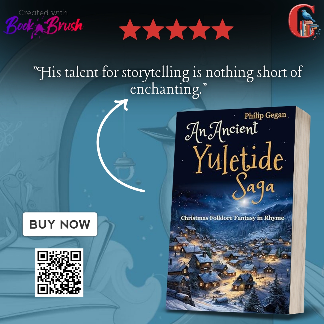 A graphic showing a five star rating of Philip Gegan's A YuleTide Saga